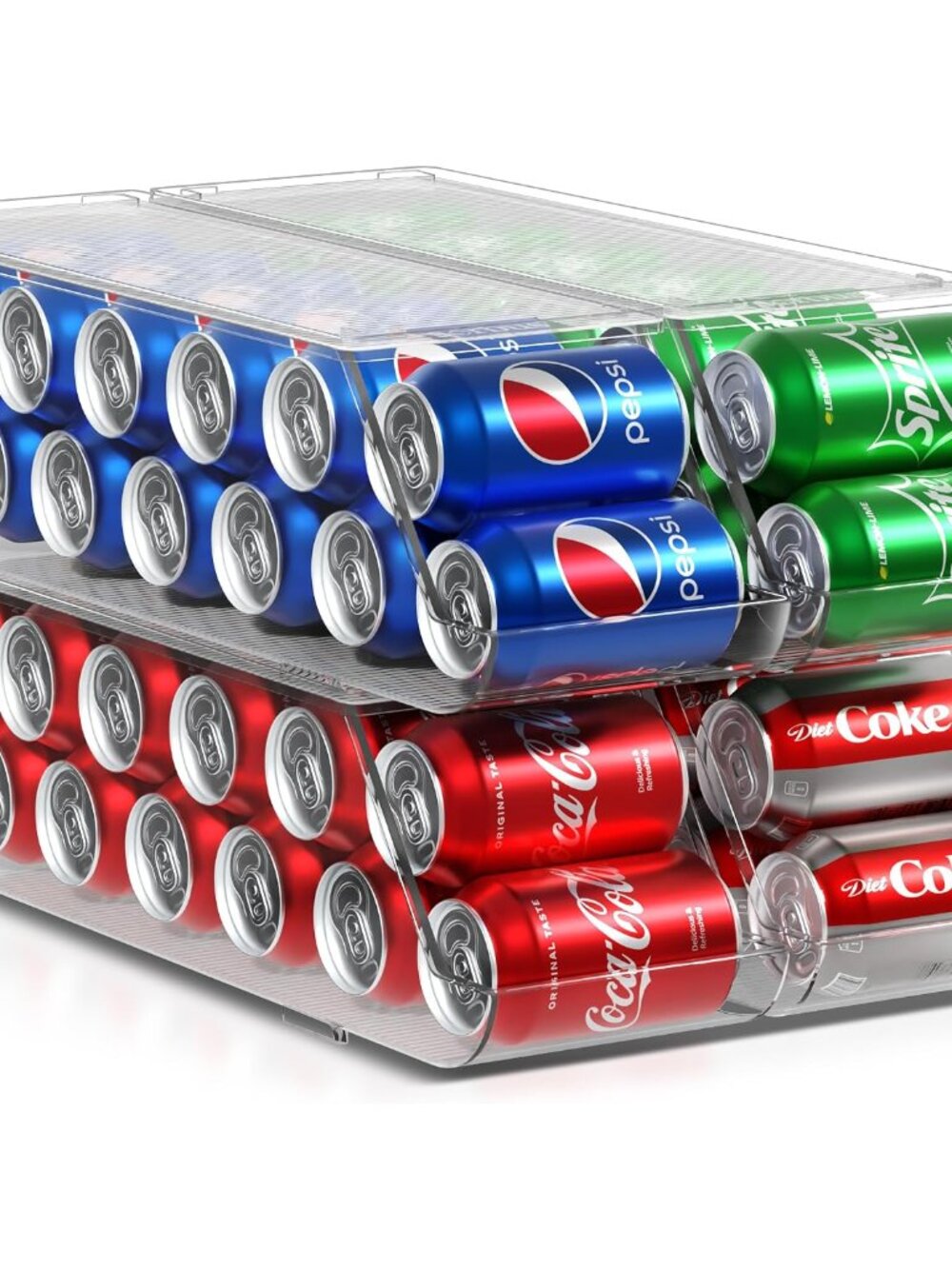 Soda Can Organizer for Fridge & Freezer, Stackable with Lid 4 Pack